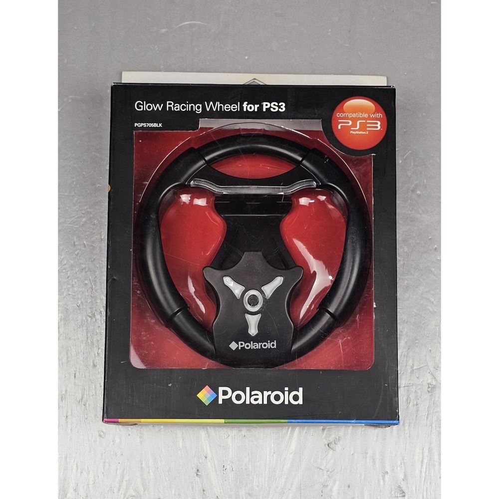 Polaroid PS3 Glow Racing Wheel with black LED Lights Driving Video Games NOB